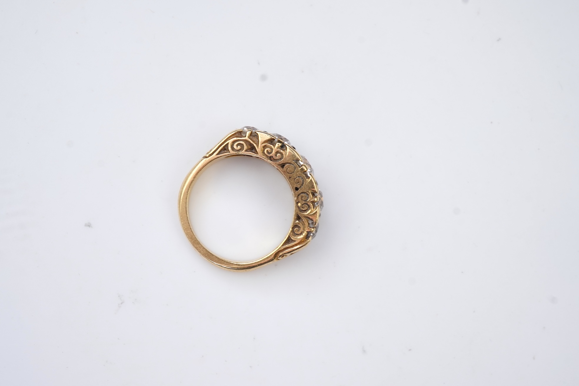 A five-stone diamond ring, circa 1900